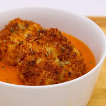 Tomato Soup with Rice Croquettes