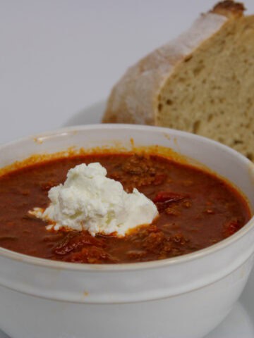 Chili with Goat Cheese