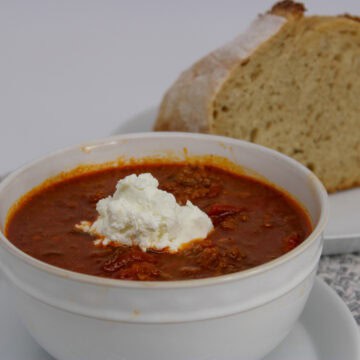 Chili with Goat Cheese